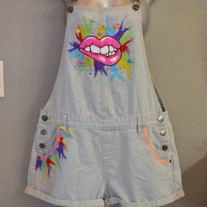 sz 10 one of kind overalls with popart design